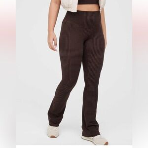 Aerie Womens High Waisted Brown Houndstooth Leggings Medium Bootcut Activewear